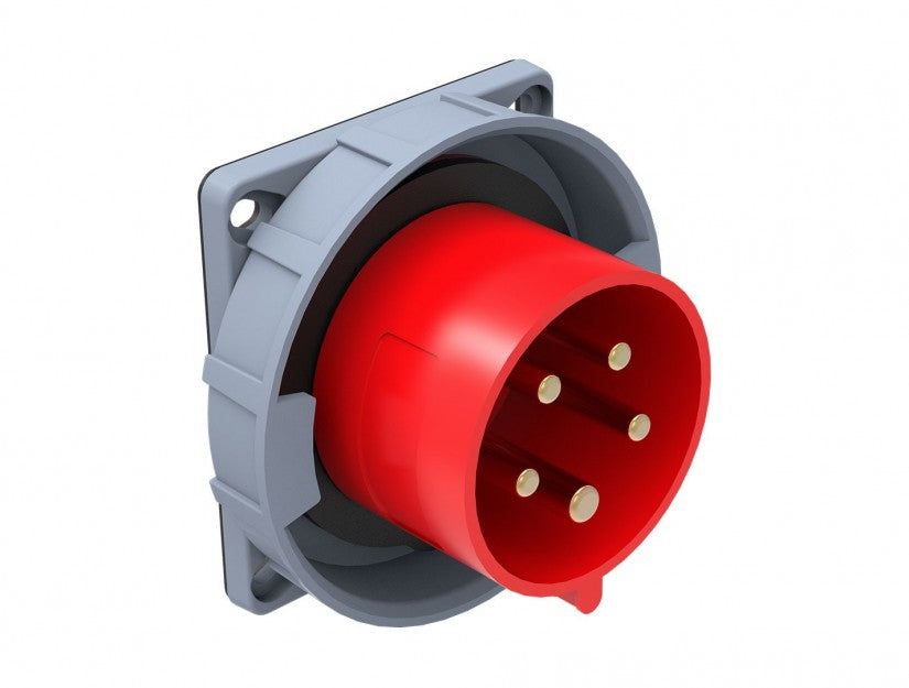 CEE 45° Panel Mounted Plug 32A 415V 5 Pin IP67 | BC1-3505-7114