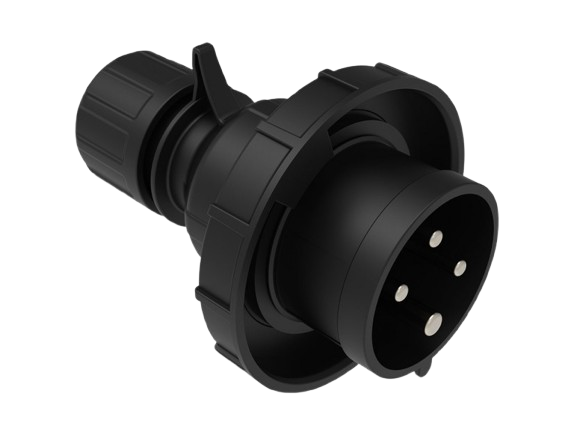 CEE Black Straight Plug 16A 415V 4 Pin IP67 | BCS-1504-7011