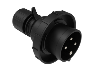 CEE Black Straight Plug 16A 415V 4 Pin IP67 | BCS-1504-7011